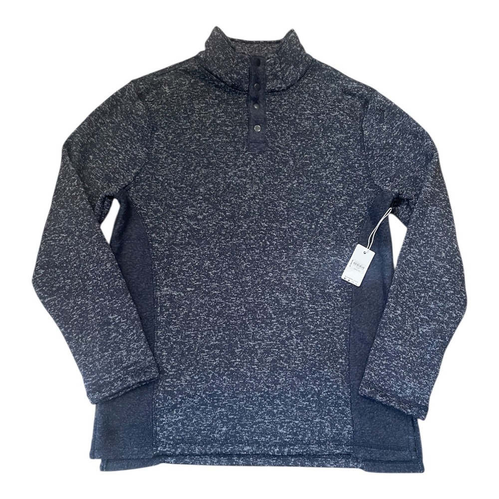 BKE Mens‎ Charcoal Heathered 1/4 Snap Mock Neck Sweater Pullover XL